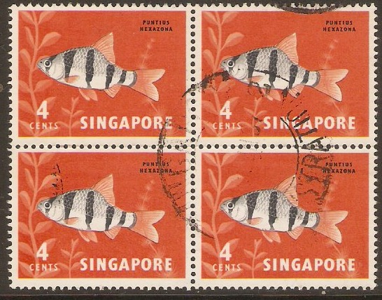 Singapore 1962 4c Orchids, Fish and Bird Series. SG65.
