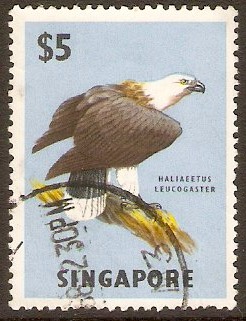 Singapore 1962 $5 Orchids, Fish and Bird Series. SG77.