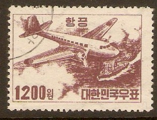 South Korea 1952 1200w Brown - Air series. SG196.