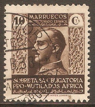 Spanish Morocco 1937 10c Sepia - Obligatory Tax series. SG200.