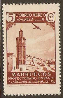 Spanish Morocco 1938 5c Brown - Air series. SG203.
