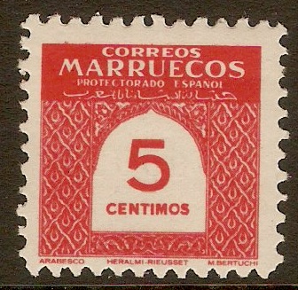 Spanish Morocco 1953 5c Scarlet. SG408.