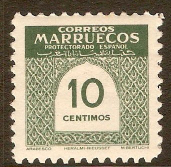 Spanish Morocco 1953 10c Grey-green. SG409.