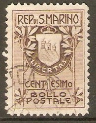 San Marino 1907 1c Brown - Type II. SG53a.