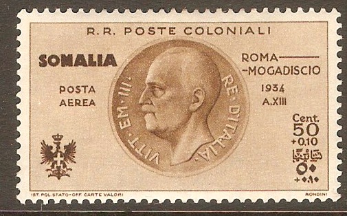 Italian Somaliland 1934 50c + 10c Brown. SG200.