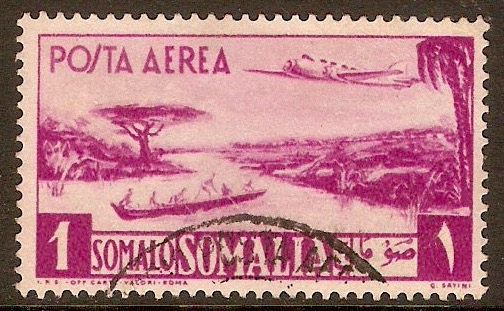 Italian Trust Terr. 1950 1s Bright purple - Air series. SG249.