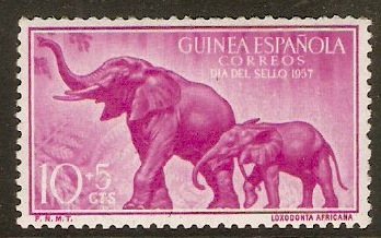 Spanish Guinea 1957 10c +5c Magenta - Elephants. SG422.