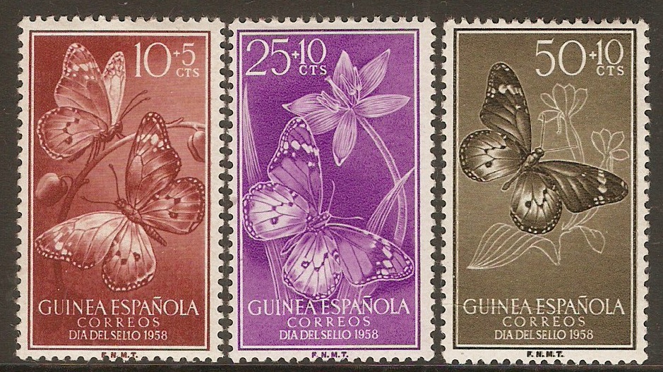 Spanish Guinea 1958 Butterflies set. SG441-SG443.