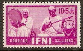 Ifni 1953 10c +5c Bright purple - Musicians series. SG94.