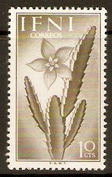 Ifni 1954 10c Brown-olive - Gull and Cactus series. SG102.