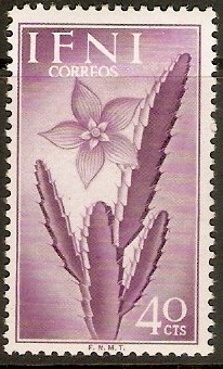Ifni 1954 40c Deep purple - Gull and Cactus series. SG105.