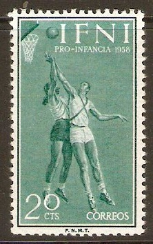 Ifni 1958 20c Deep bluish green - Basketball. SG145.