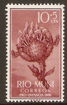 Rio Muni 1960 10c +5c Brown-purple - Child Welfare series. SG10.