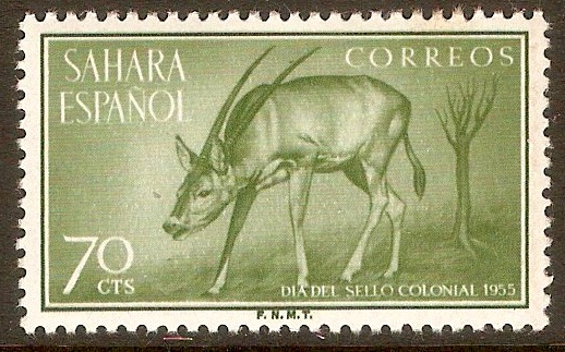 Spanish Sahara 1955 70c Deep green - Stamp Day. SG122.