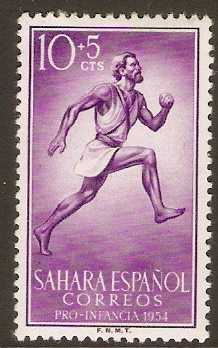 Spanish Sahara 1954 10c +5c Reddish violet. SG110.