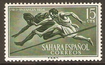 Spanish Sahara 1954 15c Deep green. SG111.