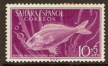 Spanish Sahara 1954 10c +5c Purple - Colonial Stamp Day. SG113.