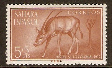 Spanish Sahara 1955 5c +5c Brown - Colonial Stamp Day. SG120.
