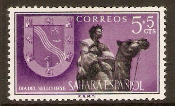 Spanish Sahara 1956 5c +5c Black & dp lilac - Stamp Day. SG127.