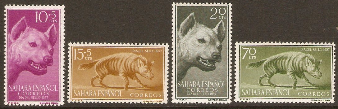 Spanish Sahara 1957 Colonial Day set - Hyenas. SG139-SG142.