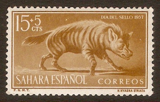 Spanish Sahara 1957 15c +5c Colonial Day series - Hyenas. SG140.