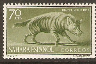 Spanish Sahara 1957 70c Bronze-green - Hyena. SG142.