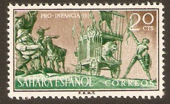 Spanish Sahara 1958 20c Don Quixote series. SG148.