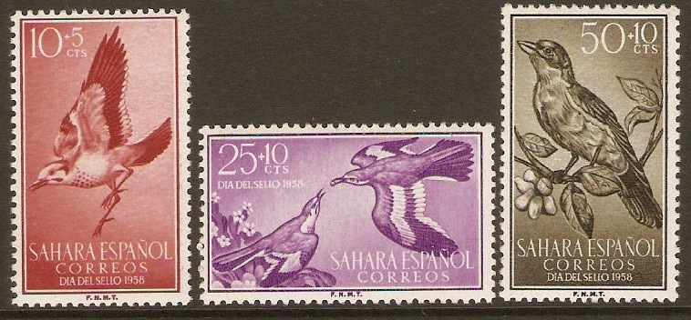 Spanish Sahara 1958 Birds set. SG150-SG152.
