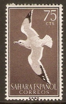 Spanish Sahara 1959 75c Sepia - Birds series. SG159.