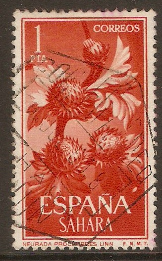 Spanish Sahara 1962 1p Orange-red - Flowers series. SG201.