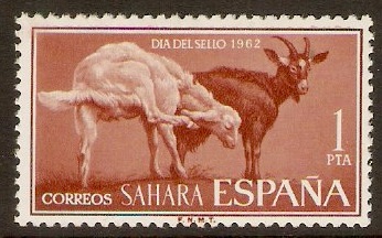Spanish Sahara 1962 1p Chestnut - Goats series. SG211.