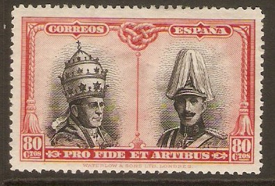 Spain 1928 80c Black and red. SG480.