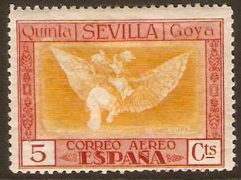 Spain 1930 5c Orange-yellow and vermilion - Air series. SG570. - Click Image to Close