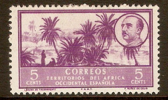 Spanish West Africa 1950 5c Reddish violet. SG4.