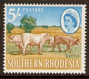 Southern Rhodesia 1964 5s Cattle. SG103.