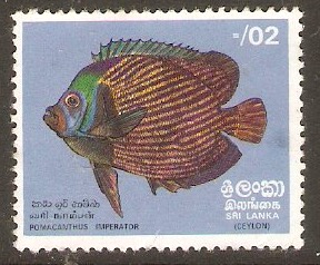 Sri Lanka 1972 2c Fishes series. SG594. Emperor Angelfish.
