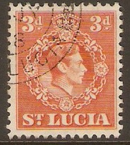 St Lucia 1938 3d Orange. SG133a.
