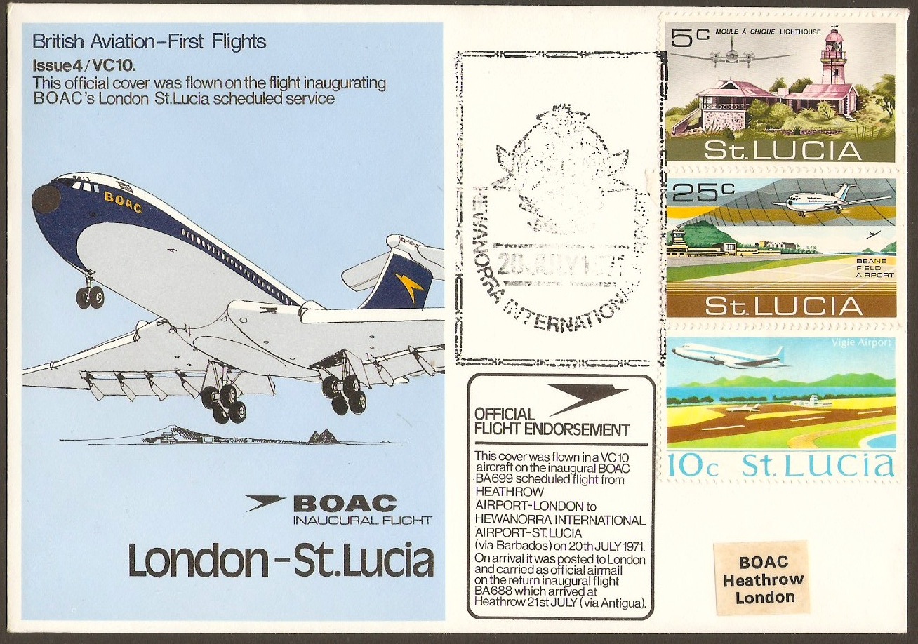 St Lucia 1971 BOAC First Flight Cover.