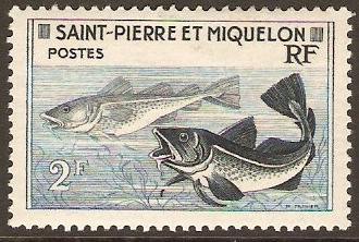 St Pierre et Miquelon 1955 2f Atlantic Cod. SG403.