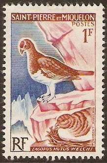 St Pierre et Miquelon 1963 1f Birds series. SG423.