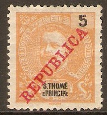 St.Thomas and Prince 1911 5r Orange. SG1911. - Click Image to Close