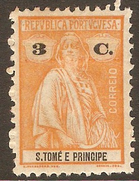 St.Thomas and Prince 1920 3c Orange. SG287.