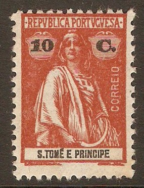 St.Thomas and Prince 1920 10c Red-brown. SG295.