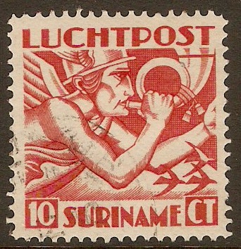 Surinam 1930 10c Scarlet - Air series. SG211.