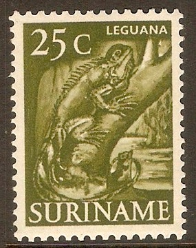 Surinam 1953 25c Olive-green. SG417.