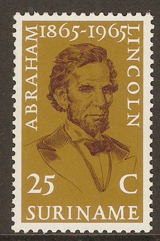 Surinam 1965 Lincoln Anniversary stamp. SG548.