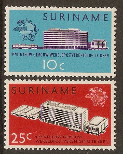 Surinam 1970 UPU HQ Building set. SG672-SG673.