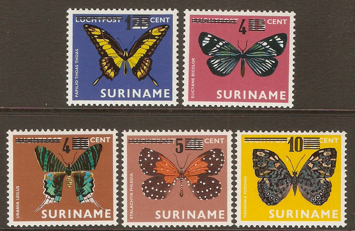 Surinam 1977 Surcharge set. SG890-SG894.