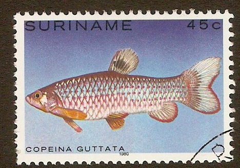 Surinam 1980 45c Tropical Fishes series. SG1009.