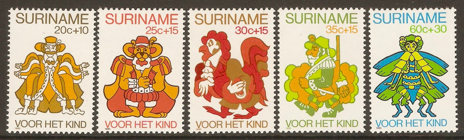Surinam 1980 Child Welfare set. SG1013-SG1017.